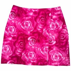 90s / Y2K Vintage Rose All Over Print Mini Skirt